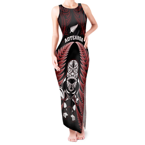 new-zealand-aotearoa-rugby-tank-maxi-dress-nz-tiki-with-maori-fern-world-cup-red-version