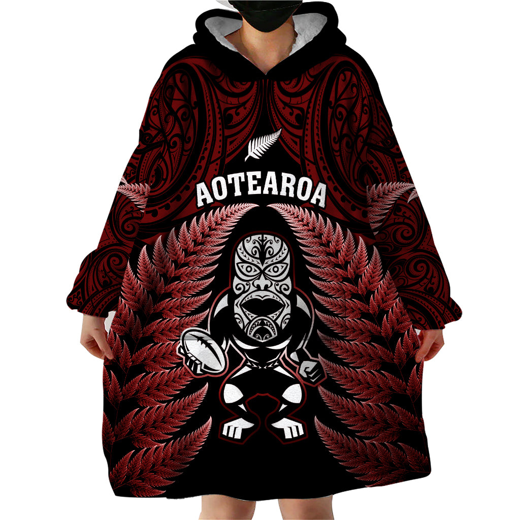 new-zealand-aotearoa-rugby-wearable-blanket-hoodie-nz-tiki-with-maori-fern-world-cup-red-version
