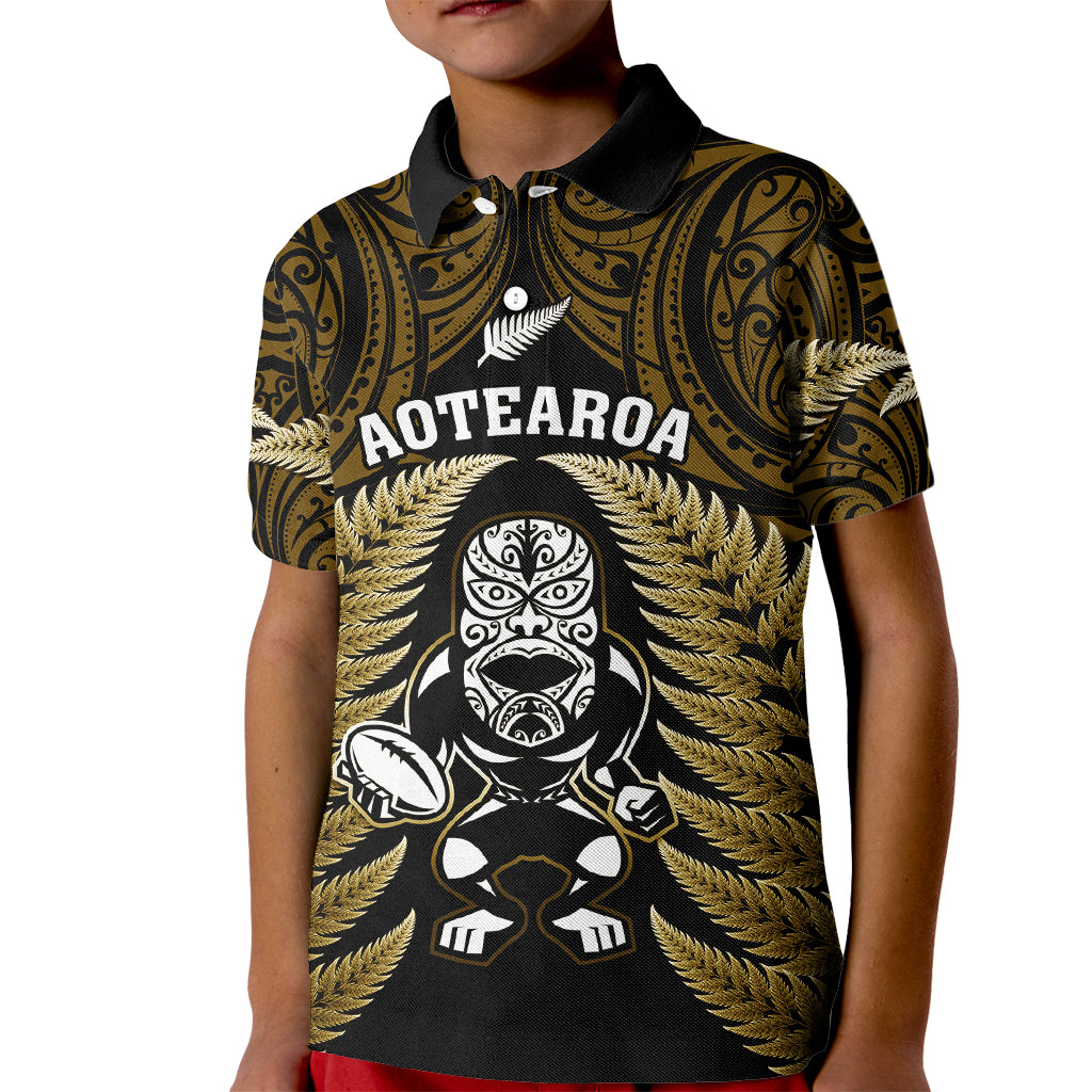 new-zealand-aotearoa-rugby-kid-polo-shirt-nz-tiki-with-maori-fern-world-cup-gold-version