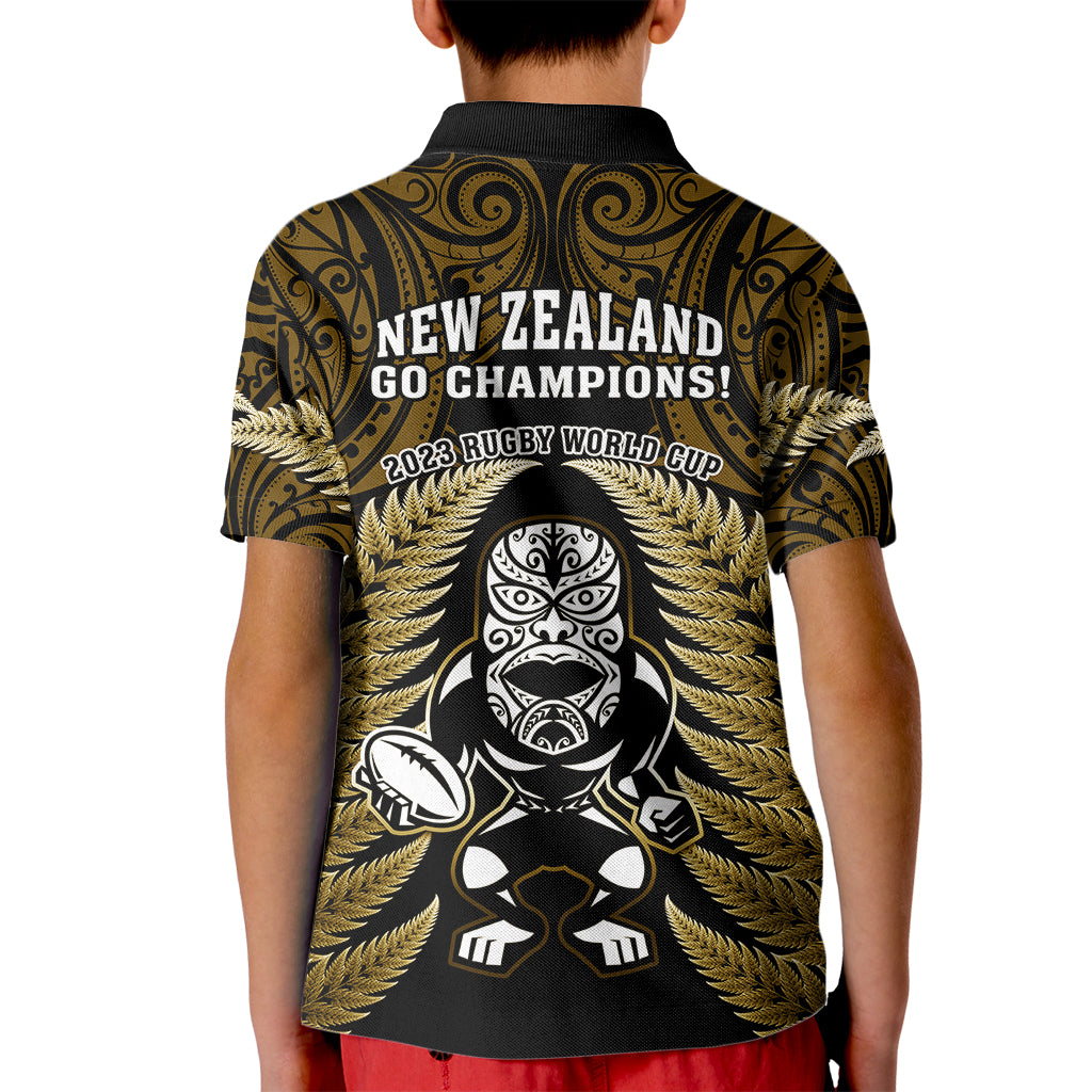 new-zealand-aotearoa-rugby-kid-polo-shirt-nz-tiki-with-maori-fern-world-cup-gold-version