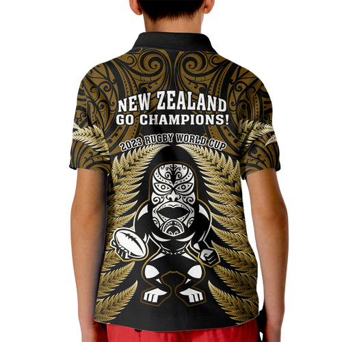 new-zealand-aotearoa-rugby-kid-polo-shirt-nz-tiki-with-maori-fern-world-cup-gold-version