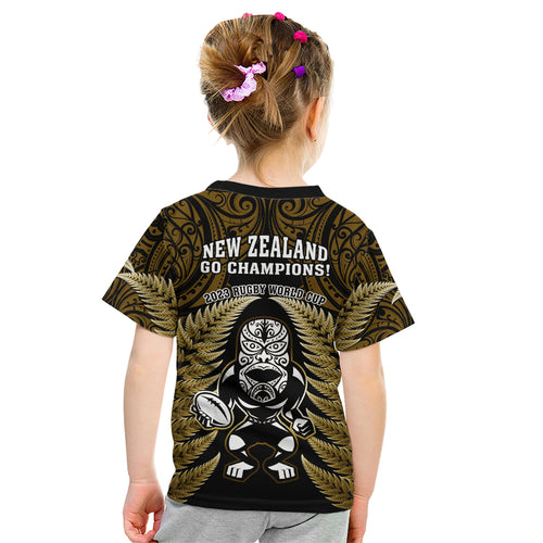 new-zealand-aotearoa-rugby-kid-t-shirt-nz-tiki-with-maori-fern-world-cup-gold-version