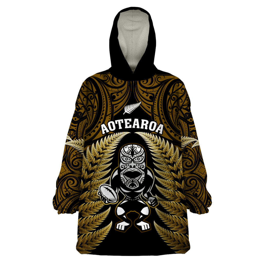 new-zealand-aotearoa-rugby-wearable-blanket-hoodie-nz-tiki-with-maori-fern-world-cup-gold-version