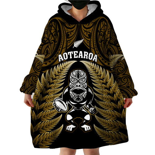 new-zealand-aotearoa-rugby-wearable-blanket-hoodie-nz-tiki-with-maori-fern-world-cup-gold-version