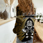 New Zealand Aotearoa Rugby Women Casual Shirt NZ Tiki With Maori Fern World Cup Gold Version LT14