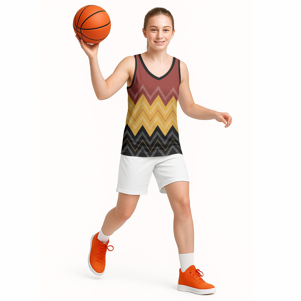 Kaokao Maori Tukutuku Inspired New Zealand Basketball Jersey