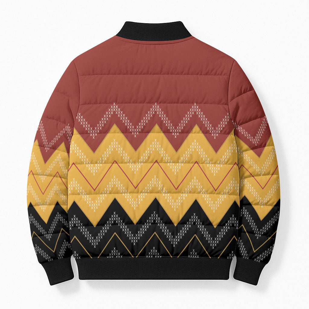 Kaokao Maori Tukutuku Inspired New Zealand Bomber Puffer Jacket