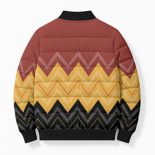 Kaokao Maori Tukutuku Inspired New Zealand Bomber Puffer Jacket