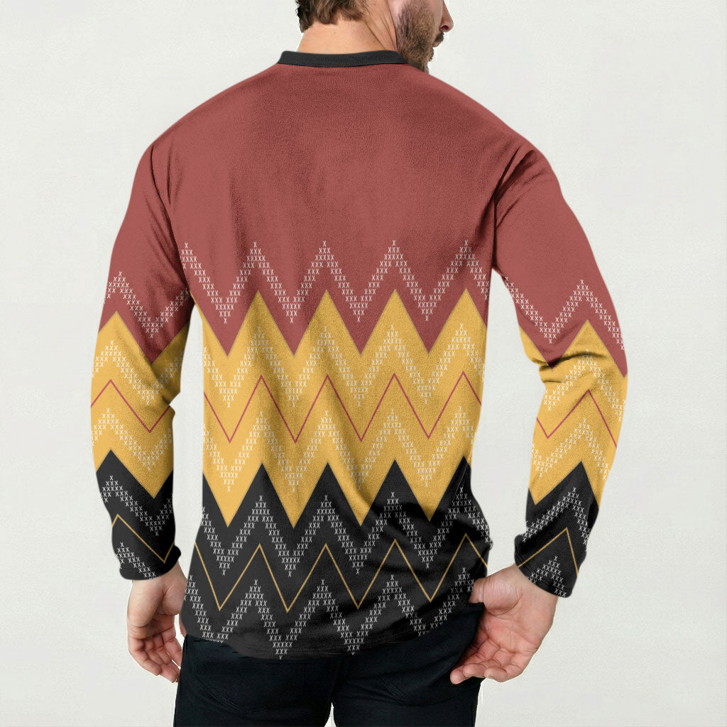 Kaokao Maori Tukutuku Inspired New Zealand Button Sweatshirt