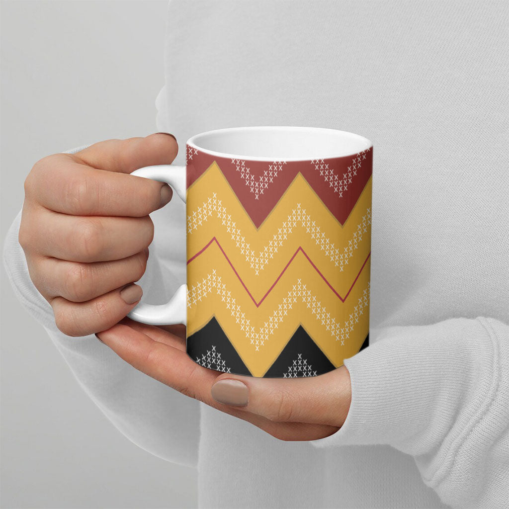 Kaokao Maori Tukutuku Inspired New Zealand Ceramic Mug