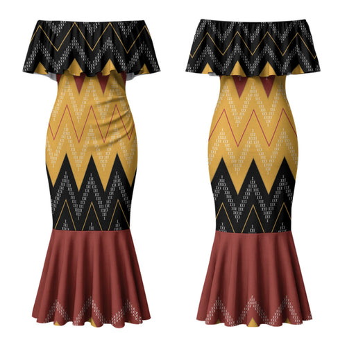 Kaokao Maori Tukutuku Inspired New Zealand Couples Matching Mermaid Dress and Long Sleeve Button Shirt