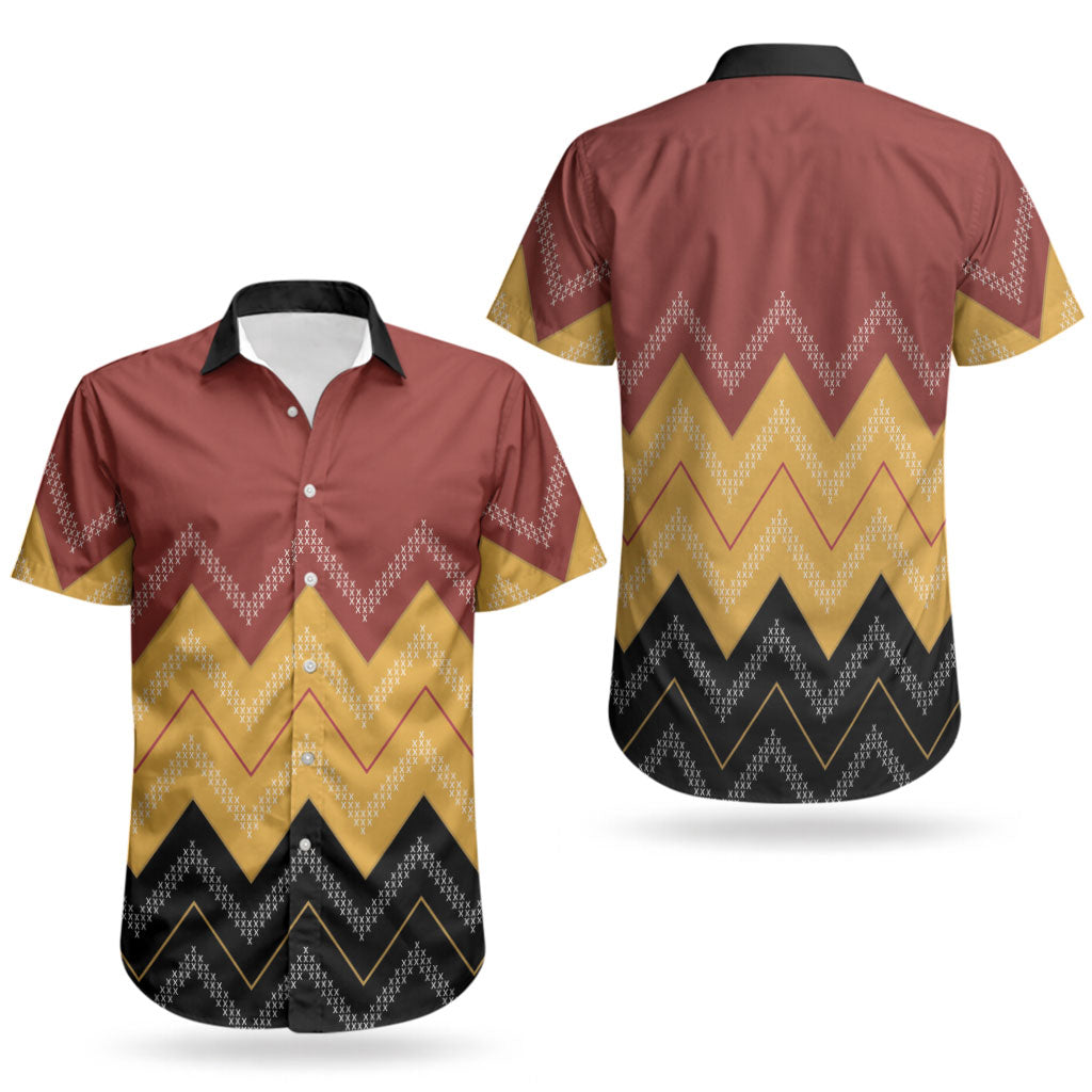 Kaokao Maori Tukutuku Inspired New Zealand Couples Matching Off Shoulder Maxi Dress and Hawaiian Shirt