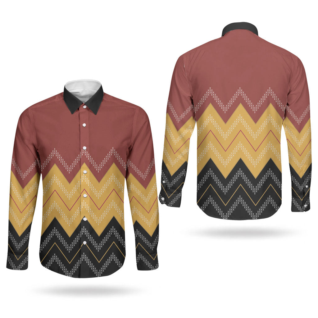 Kaokao Maori Tukutuku Inspired New Zealand Couples Matching Off Shoulder Maxi Dress and Long Sleeve Button Shirt