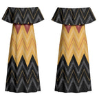 Kaokao Maori Tukutuku Inspired New Zealand Couples Matching Off Shoulder Maxi Dress and Long Sleeve Button Shirt