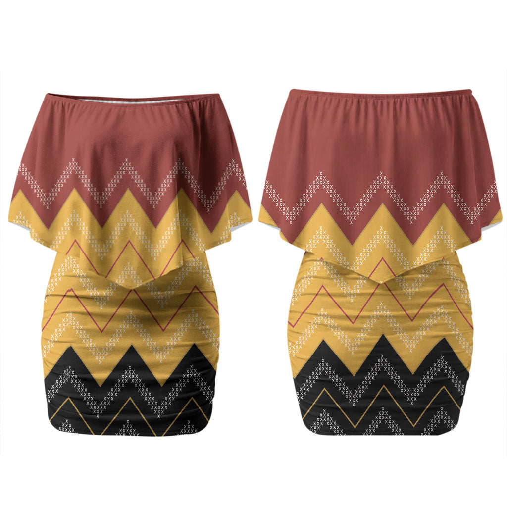 Kaokao Maori Tukutuku Inspired New Zealand Couples Matching Off Shoulder Short Dress and Hawaiian Shirt