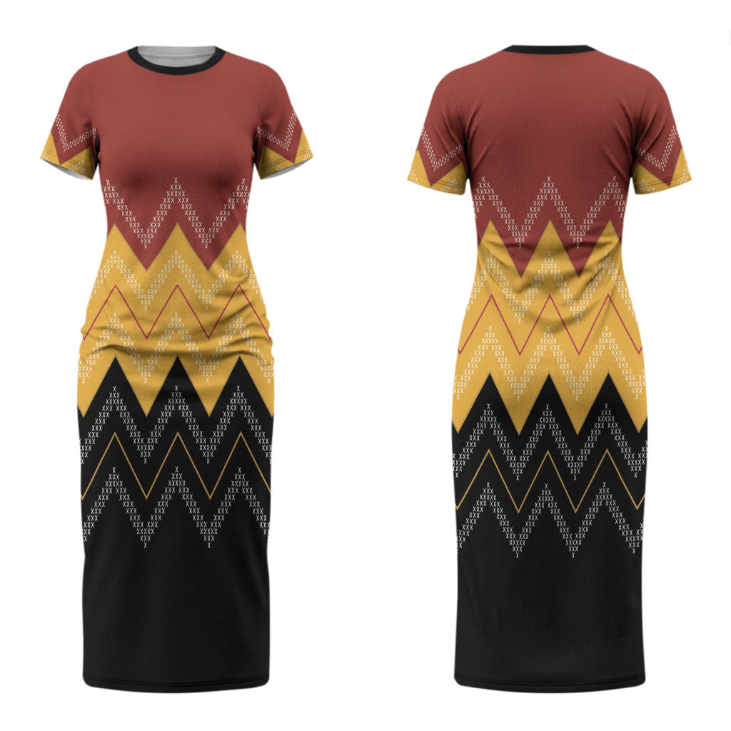 Kaokao Maori Tukutuku Inspired New Zealand Couples Matching Short Sleeve Bodycon Dress and Long Sleeve Button Shirt