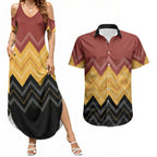 Kaokao Maori Tukutuku Inspired New Zealand Couples Matching Summer Maxi Dress and Hawaiian Shirt