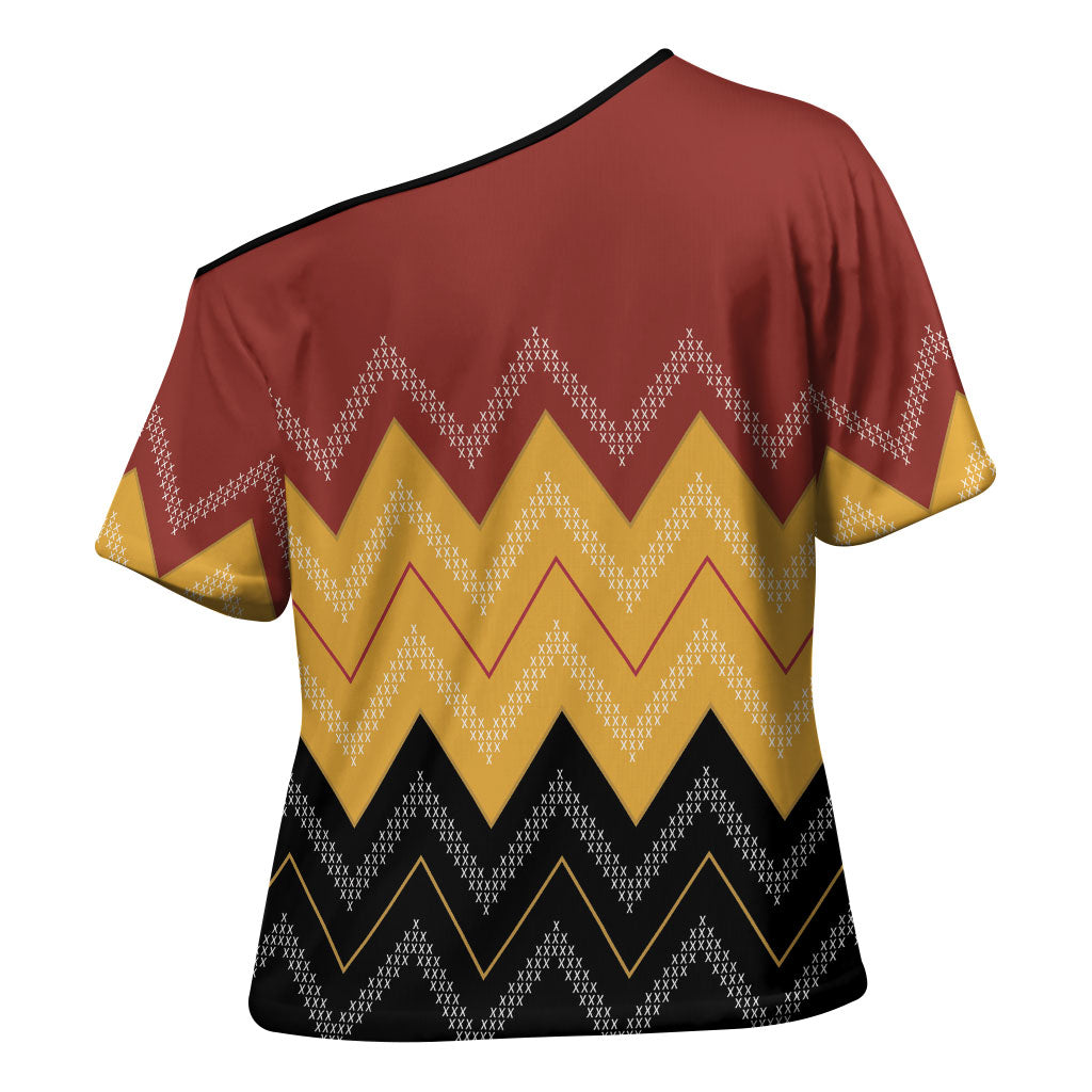Kaokao Maori Tukutuku Inspired New Zealand Cross Shoulder Shirt