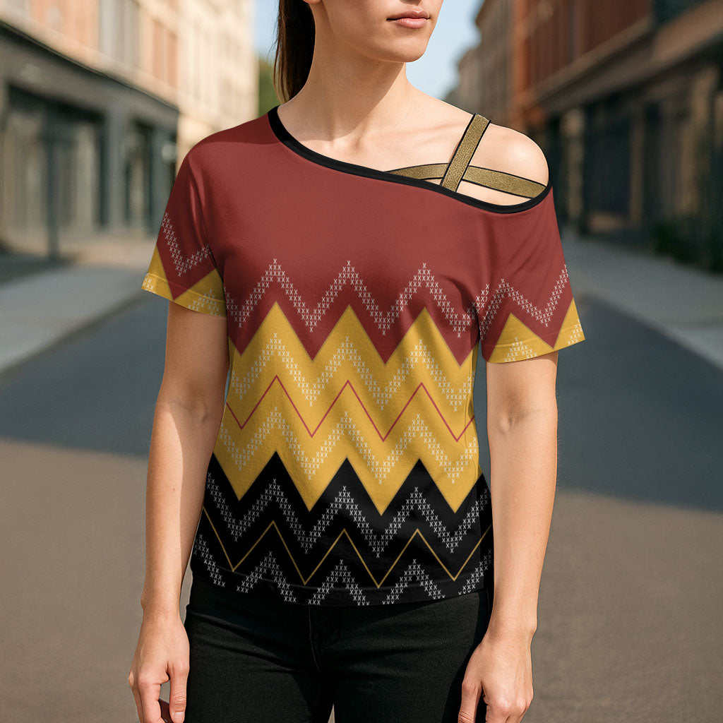 Kaokao Maori Tukutuku Inspired New Zealand Cross Shoulder Shirt