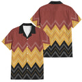 Kaokao Maori Tukutuku Inspired New Zealand Family Matching Off The Shoulder Long Sleeve Dress and Hawaiian Shirt