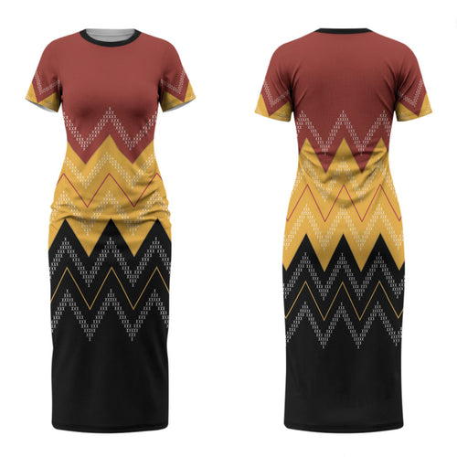 Kaokao Maori Tukutuku Inspired New Zealand Family Matching Short Sleeve Bodycon Dress and Hawaiian Shirt
