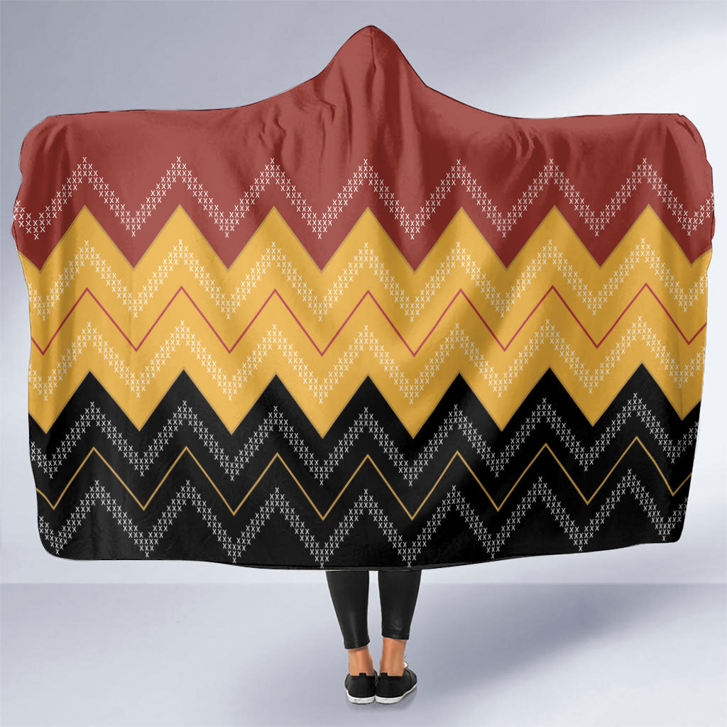 Kaokao Maori Tukutuku Inspired New Zealand Hooded Blanket
