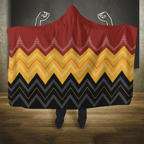 Kaokao Maori Tukutuku Inspired New Zealand Hooded Blanket