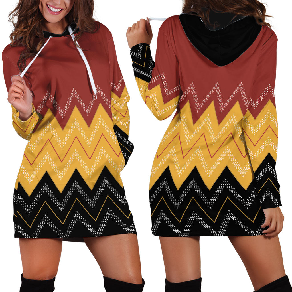 Kaokao Maori Tukutuku Inspired New Zealand Hoodie Dress