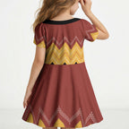Kaokao Maori Tukutuku Inspired New Zealand Kid Short Sleeve Dress