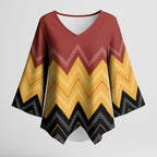Kaokao Maori Tukutuku Inspired New Zealand Kimono Sleeve Blouse