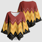 Kaokao Maori Tukutuku Inspired New Zealand Kimono Sleeve Blouse