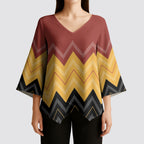 Kaokao Maori Tukutuku Inspired New Zealand Kimono Sleeve Blouse