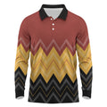 Kaokao Maori Tukutuku Inspired New Zealand Long Sleeve Polo Shirt