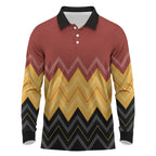 Kaokao Maori Tukutuku Inspired New Zealand Long Sleeve Polo Shirt