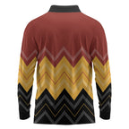 Kaokao Maori Tukutuku Inspired New Zealand Long Sleeve Polo Shirt