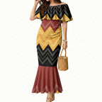 Kaokao Maori Tukutuku Inspired New Zealand Mermaid Dress
