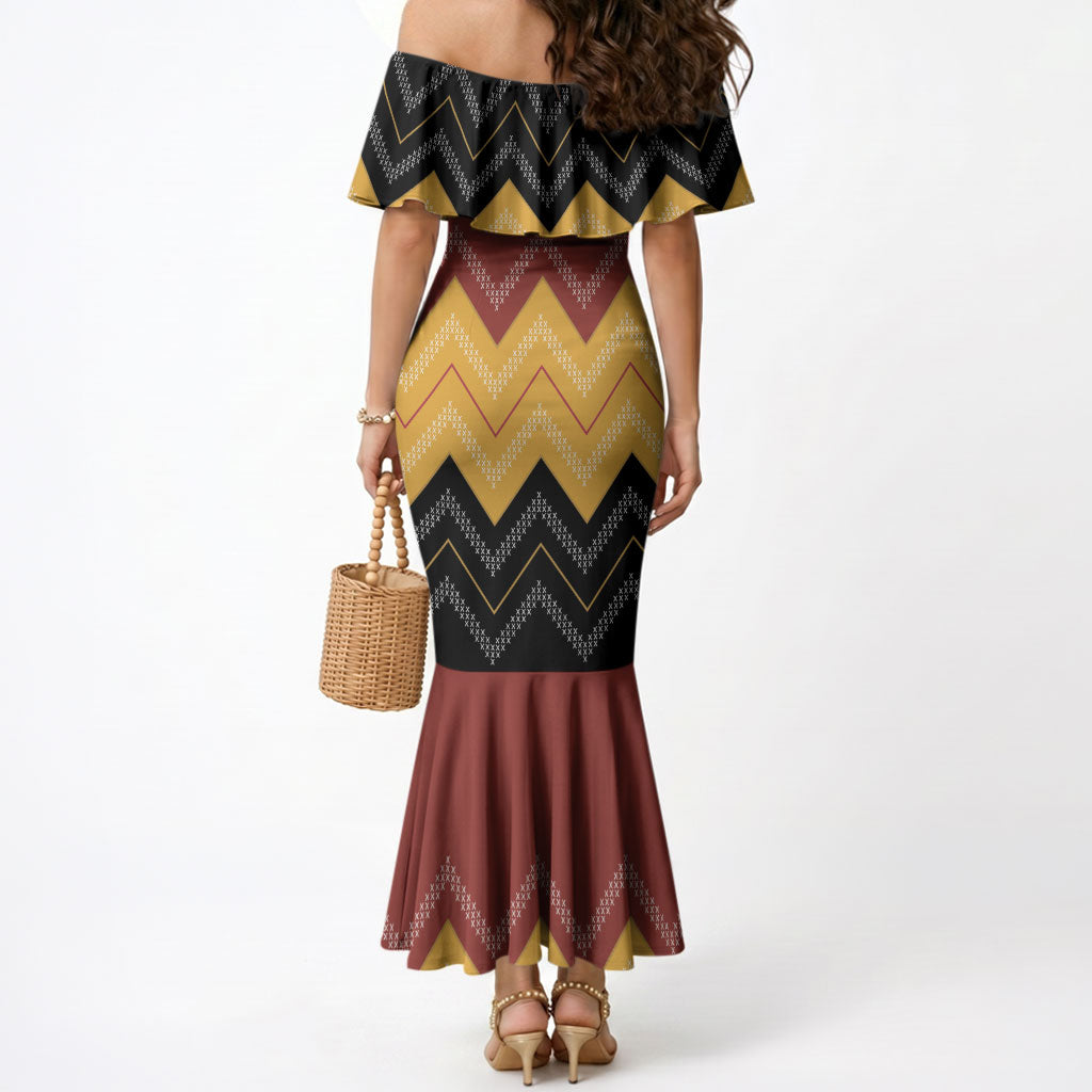 Kaokao Maori Tukutuku Inspired New Zealand Mermaid Dress