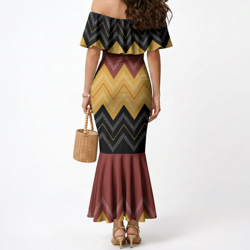 Kaokao Maori Tukutuku Inspired New Zealand Mermaid Dress