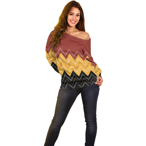 Kaokao Maori Tukutuku Inspired New Zealand Off Shoulder Sweater