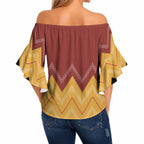 Kaokao Maori Tukutuku Inspired New Zealand Off Shoulder Wrap Waist Top