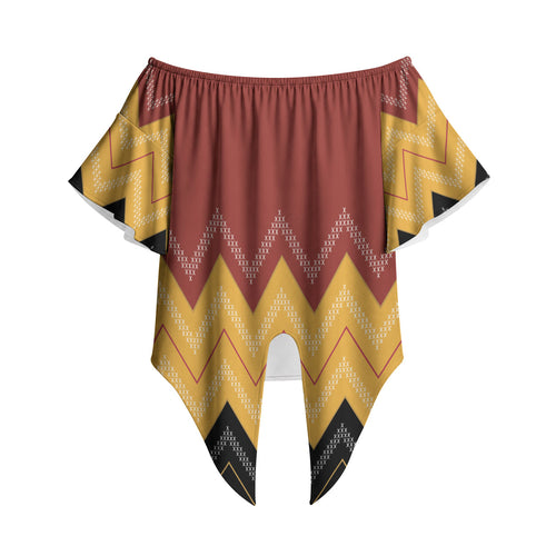 Kaokao Maori Tukutuku Inspired New Zealand Off Shoulder Wrap Waist Top