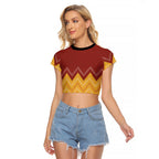Kaokao Maori Tukutuku Inspired New Zealand Raglan Cropped T Shirt