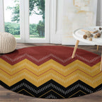 Kaokao Maori Tukutuku Inspired New Zealand Round Carpet