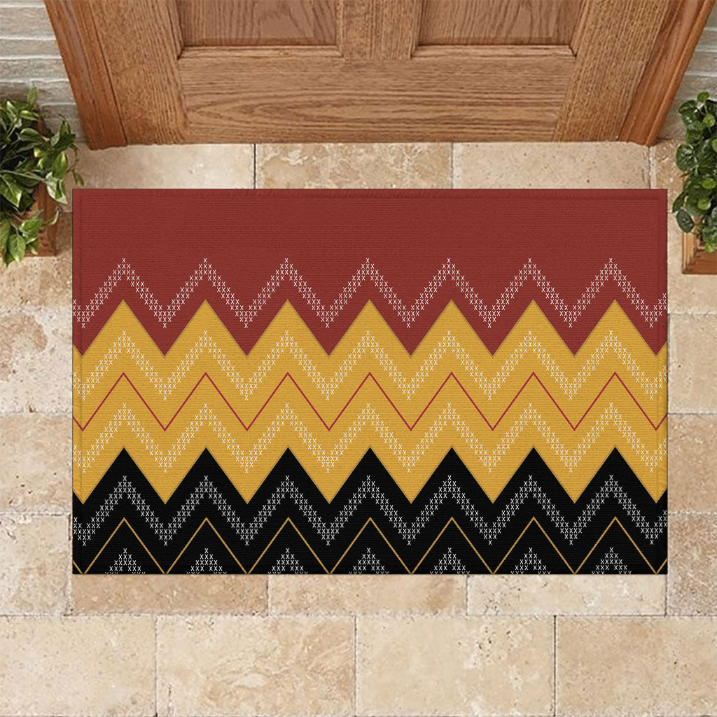 Kaokao Maori Tukutuku Inspired New Zealand Rubber Doormat