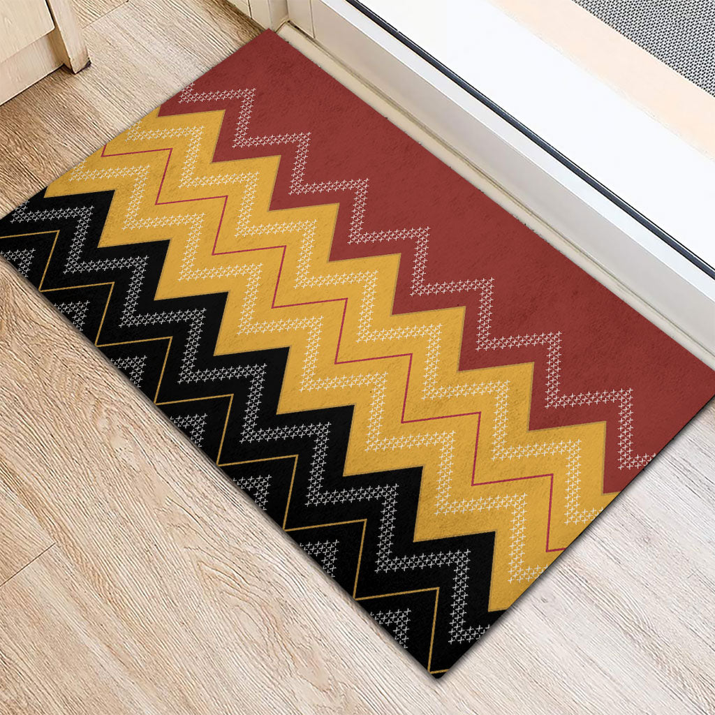 Kaokao Maori Tukutuku Inspired New Zealand Rubber Doormat