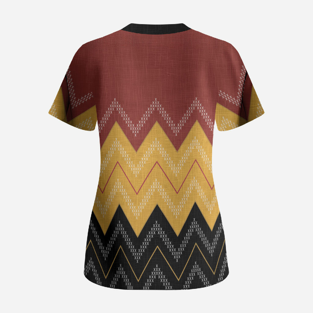 Kaokao Maori Tukutuku Inspired New Zealand Scrub Top