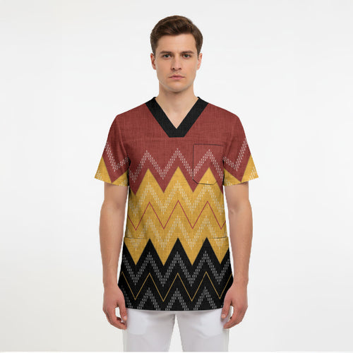 Kaokao Maori Tukutuku Inspired New Zealand Scrub Top