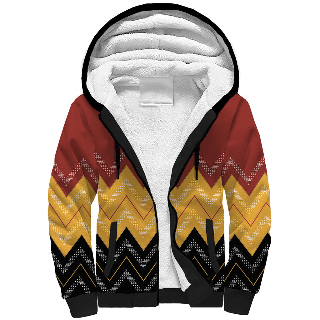 Kaokao Maori Tukutuku Inspired New Zealand Sherpa Hoodie