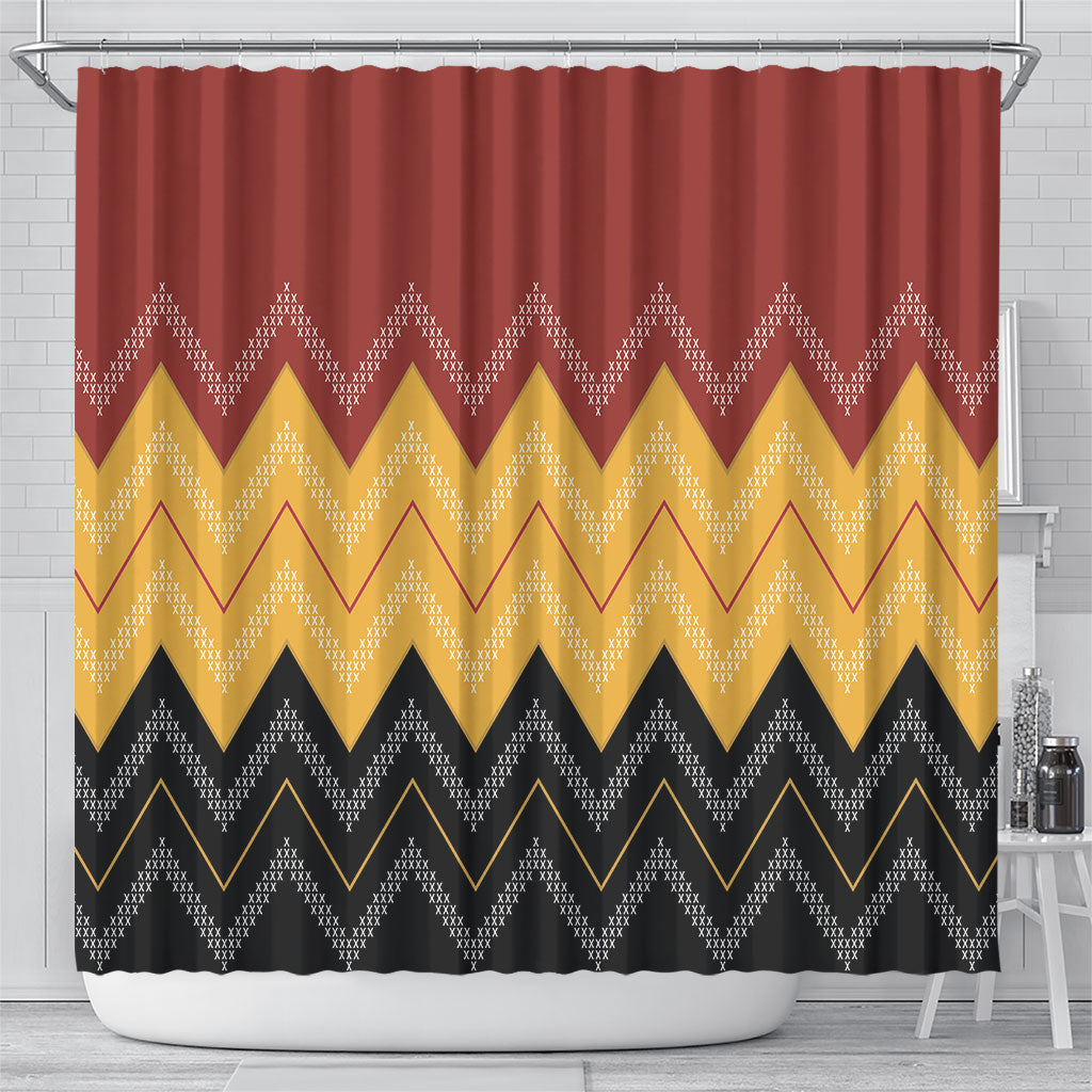 Kaokao Maori Tukutuku Inspired New Zealand Shower Curtain