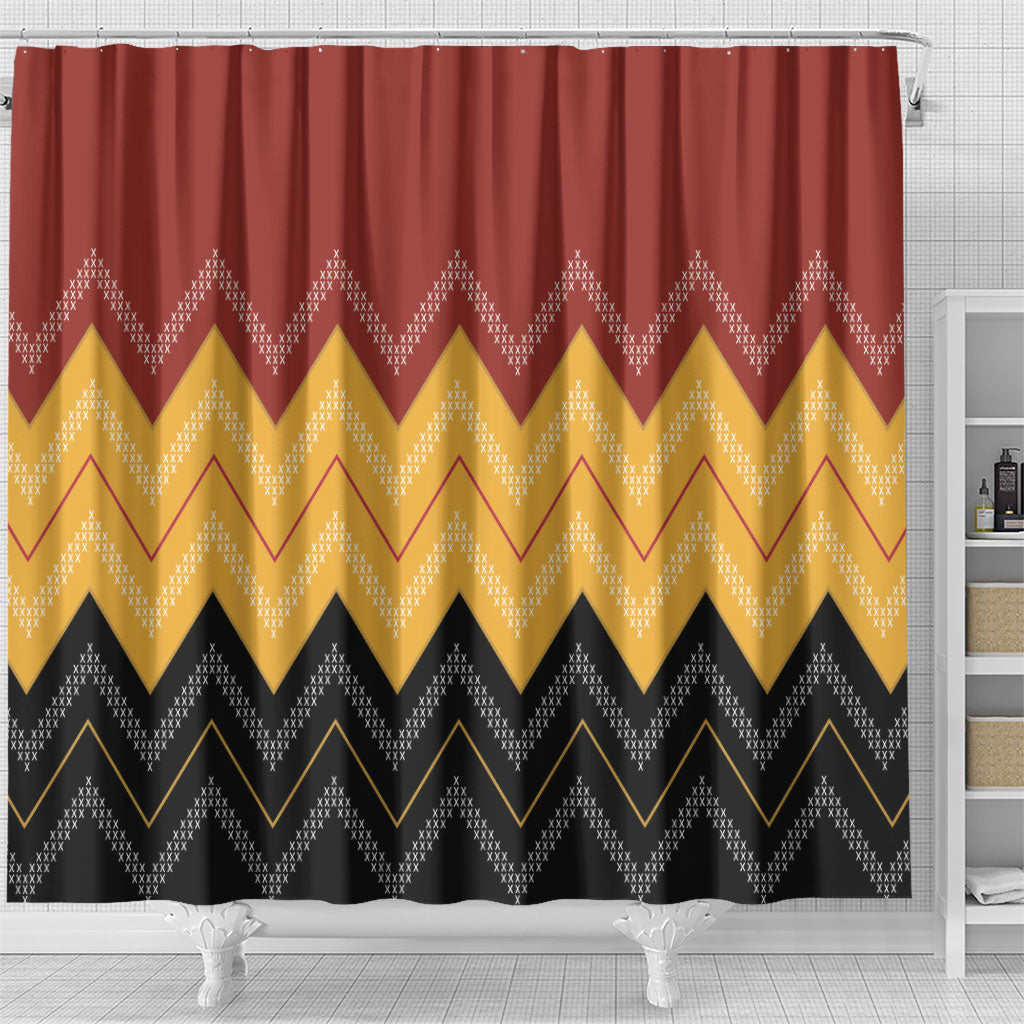 Kaokao Maori Tukutuku Inspired New Zealand Shower Curtain